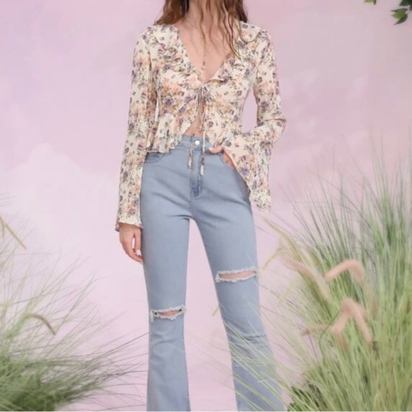 SHEIN Tie Front Floral Kimono - Picture 5 of 5